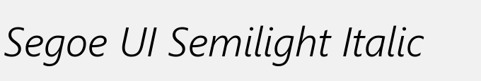 Segoe UI Semilight Italic